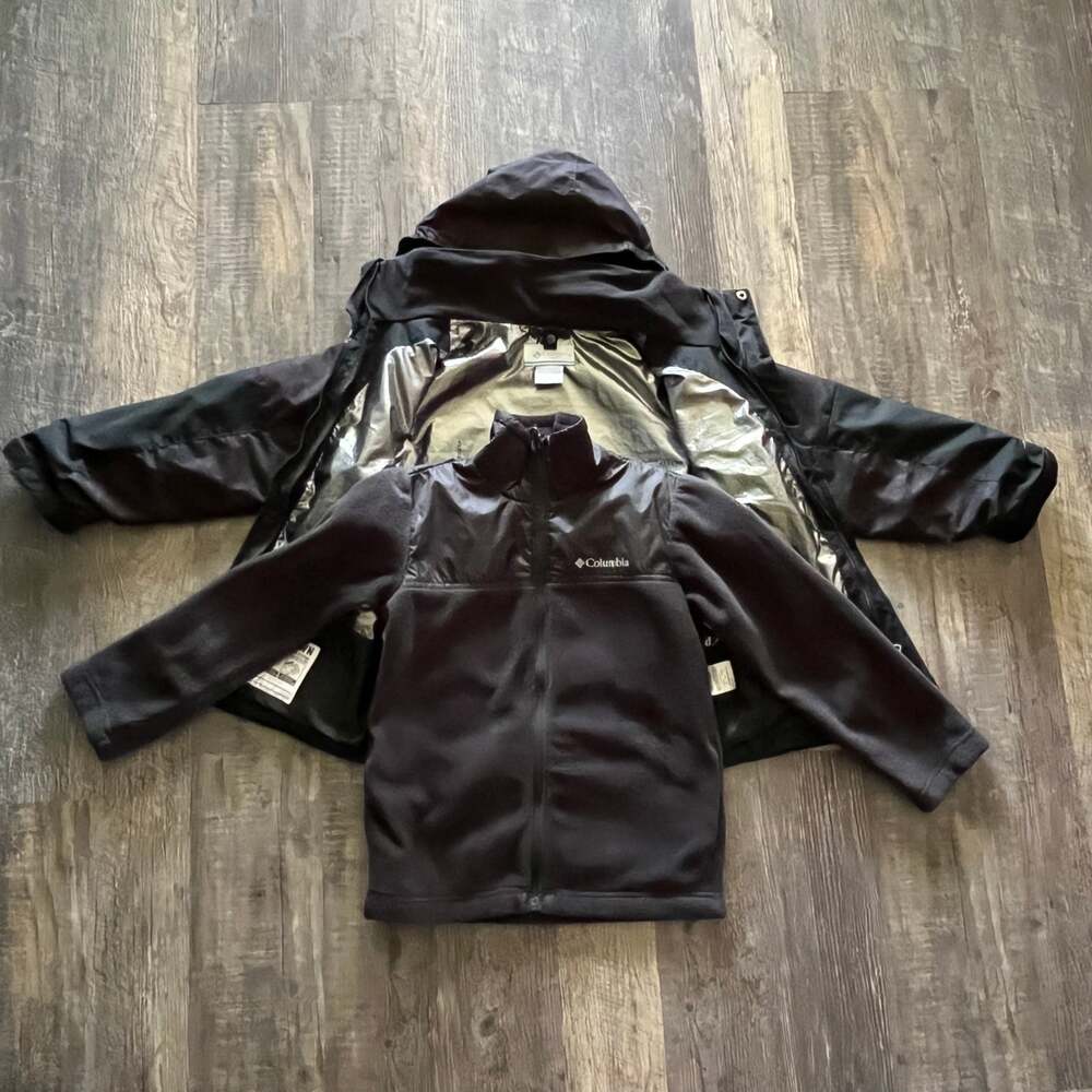 Columbia Boys Whirlibird III Interchange 3-in-1 Winter Ski Jacket Black Gray S 8
